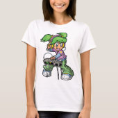 DJ Meisje met groen haar en hoofdtelefoon T-shirt (Voorkant)