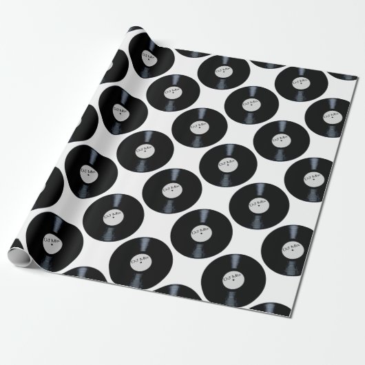 DJ Mix Record label Cadeaupapier (Uitgerold)