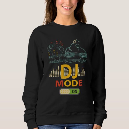 DJ Mode ON Music Club Party Dance Disco Studio Lig Trui (Voorkant)