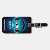 DJ Modern Blue Bagagelabel met QR code (Voorkant horizontaal)