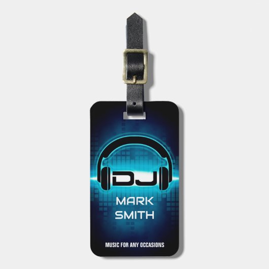 DJ Modern Blue Bagagelabel met QR code (Voorkant verticaal)