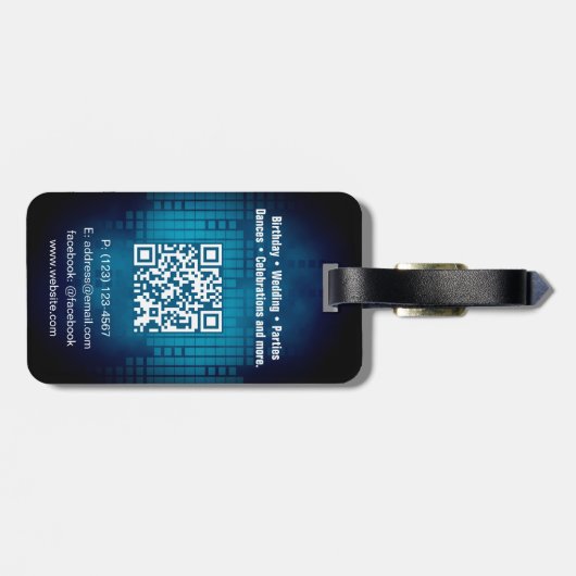 DJ Modern Blue Bagagelabel met QR code (Achterkant horizontaal)