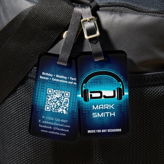 DJ Modern Blue Bagagelabel met QR code