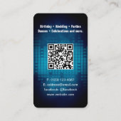 DJ Modern Blue Visitekaartje met QR code (Achterkant)