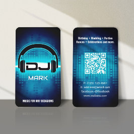 DJ Modern Blue Visitekaartje met QR code