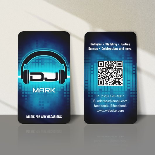 DJ Modern Blue Visitekaartje met QR code