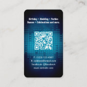 DJ Modern Blue Visitekaartje met QR code (Achterkant)