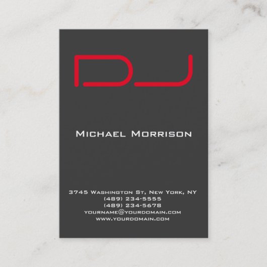 DJ Modern professioneel grijs rood Visitekaartje (Voorkant)