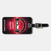 DJ Modern Red Bagagelabel met QR-code (Voorkant horizontaal)