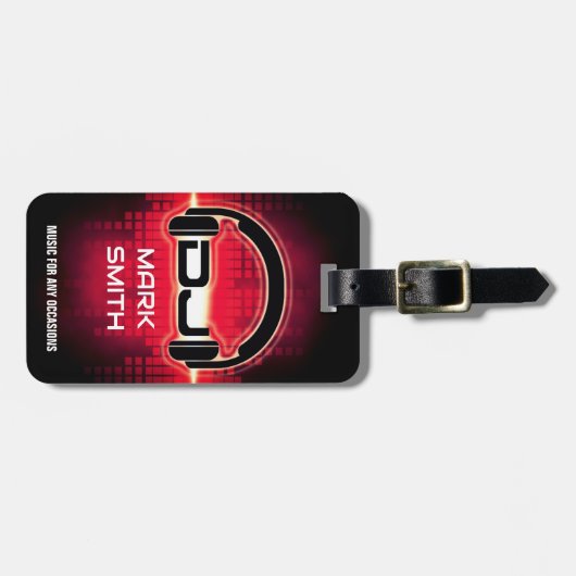 DJ Modern Red Bagagelabel met QR-code (Voorkant horizontaal)