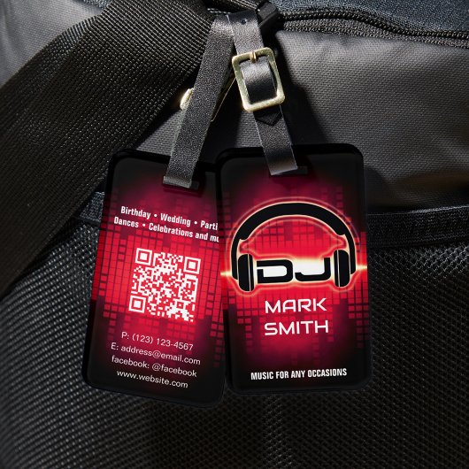 DJ Modern Red Bagagelabel met QR-code