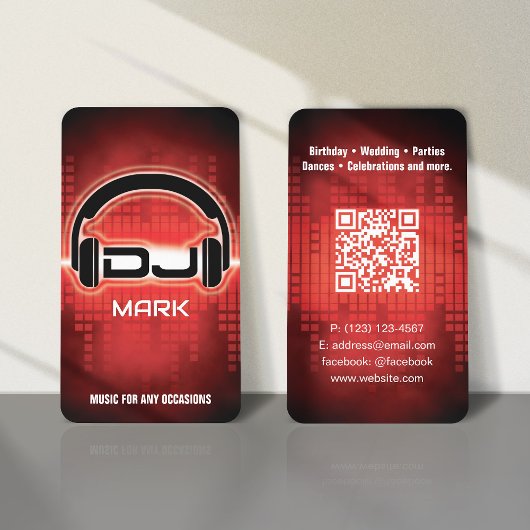 DJ Modern RED Visitekaartje met QR code