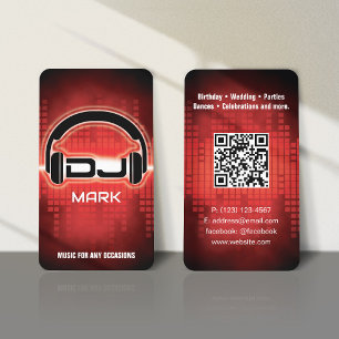 DJ Modern RED Visitekaartje met QR code