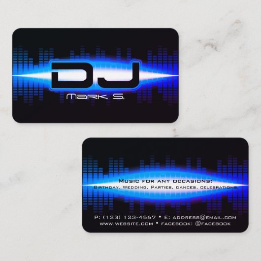 DJ Modern Royal Blue Visitekaartje (Voorkant / Achterkant)