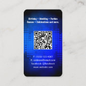 DJ Modern Royal Blue Visitekaartje met QR-code (Achterkant)