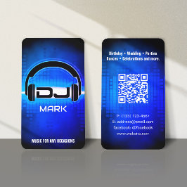 DJ Modern Royal Blue Visitekaartje met QR-code
