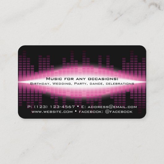 DJ Modern roze Visitekaartje (Achterkant)