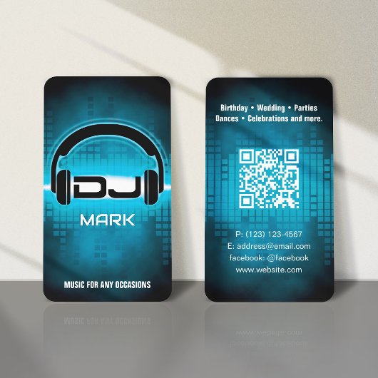 DJ Modern Sky Blue Visitekaartje met QR code