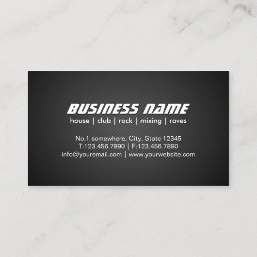 DJ Modern Stylish Platenspeler Vinyl Recoder Mixer Visitekaartje (Achterkant)