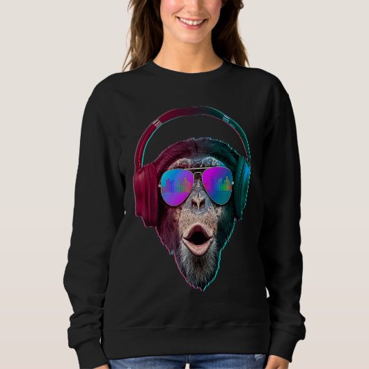 DJ Monkey Discjockey Rave Muziek Trui (Voorkant)