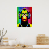 DJ Monkey Music Lover DJ Chimp Humor Poster (Keuken)