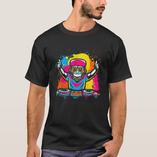 DJ Monkey Music Party Fun Sunglasses Fun Dancing C T-shirt (Voorkant)