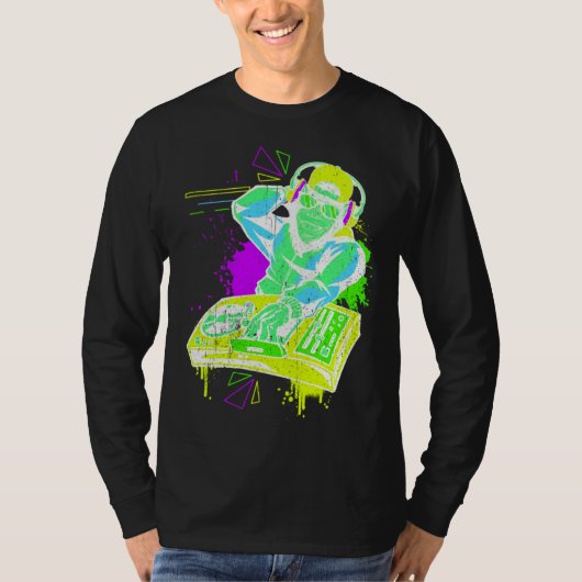 DJ Monkey Music Party Fun Sunglasses Monkey Headph T-shirt (Voorkant)