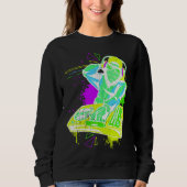 DJ Monkey Music Party Fun Sunglasses Monkey Headph Trui (Voorkant)