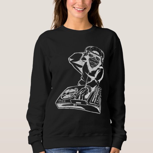 DJ Monkey Music Party Fun Sunglasses Monkey Headph Trui (Voorkant)