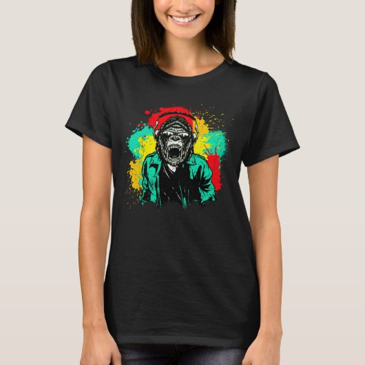 DJ Monkey Music Party Fun Zonnebril Fun Dancing C T-shirt (Voorkant)