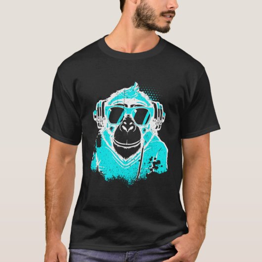 DJ Monkey Music Party Fun Zonnebril Fun Dancing C T-shirt (Voorkant)