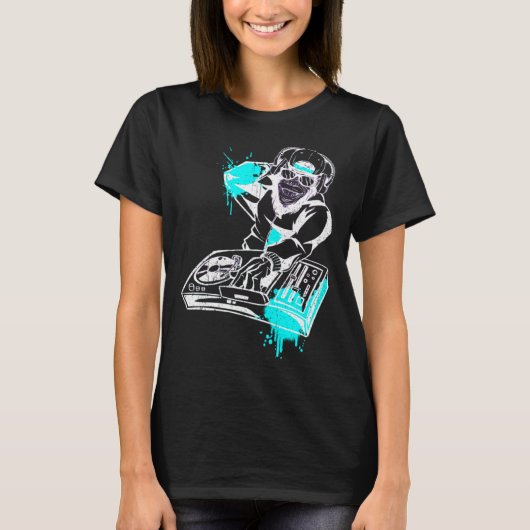 DJ Monkey Music Party Leuke Zonnebril Monkey Headp T-shirt (Voorkant)