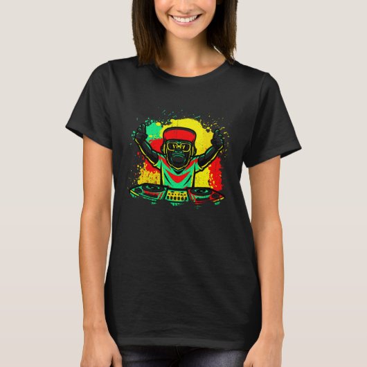 DJ Monkey Music Party Leuke Zonnebril Monkey Headp T-shirt (Voorkant)