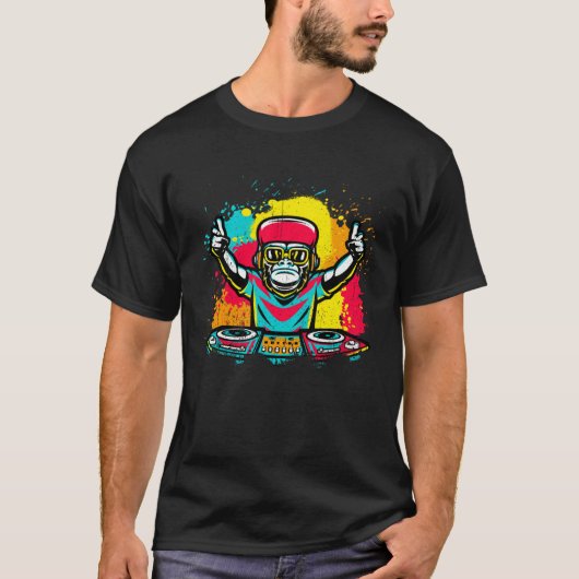 DJ Monkey Music Party Leuke Zonnebril Monkey Headp T-shirt (Voorkant)
