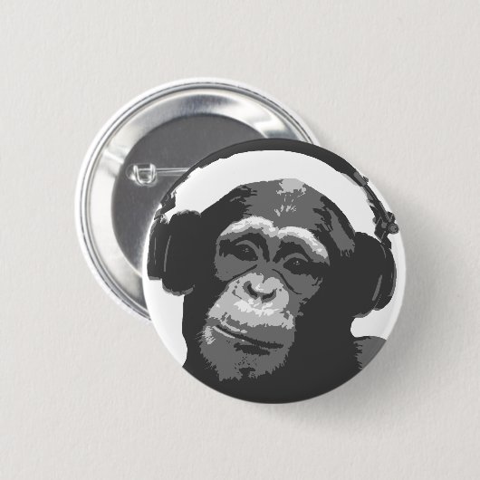 DJ MONKEY RONDE BUTTON 5,7 CM (Voorkant /achterkant)