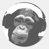 DJ MONKEY RONDE STICKER (Voorkant)