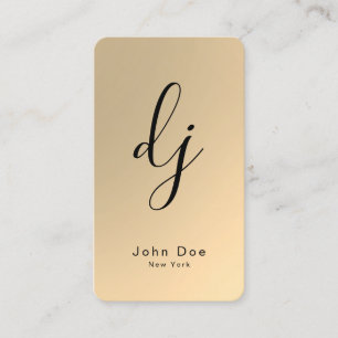 DJ Monogram Faux Gold Professional Modern Visitekaartje