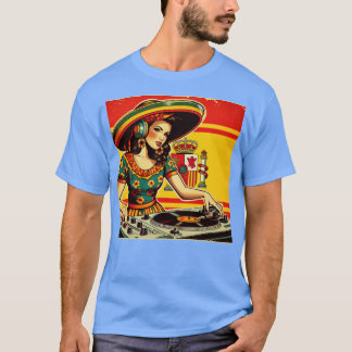 DJ Mujer Espaola Musica Retro Sombrero Cultural T-shirt