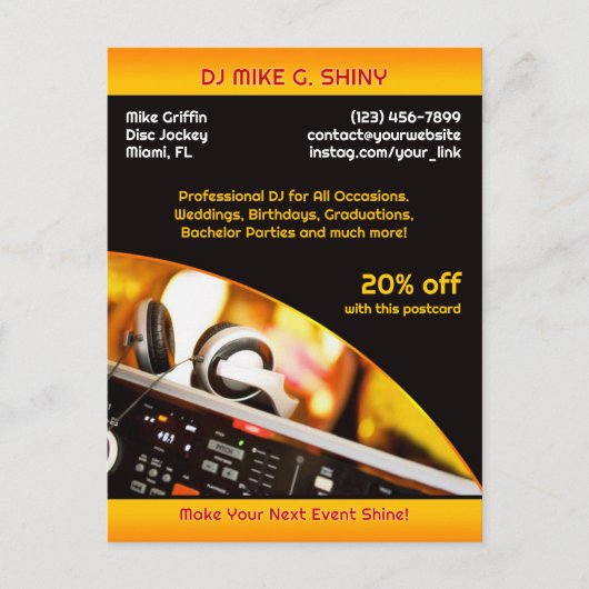 DJ Music Club Briefkaart (Voorkant)