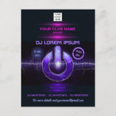 DJ Music en Dance Gig Briefkaart (Voorkant)