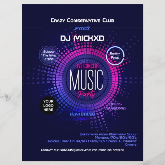 DJ Music en Dance Gig Flyer (Voorkant)