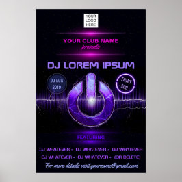 DJ Music en Dance Gig voegen foto en logo toe Poster