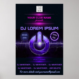 DJ Music en Dance Gig voegen foto en logo toe Poster