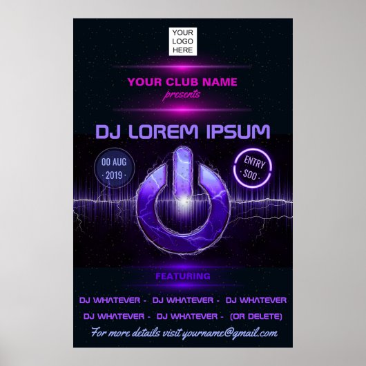 DJ Music en Dance Gig voegen foto en logo toe Poster (Voorkant)