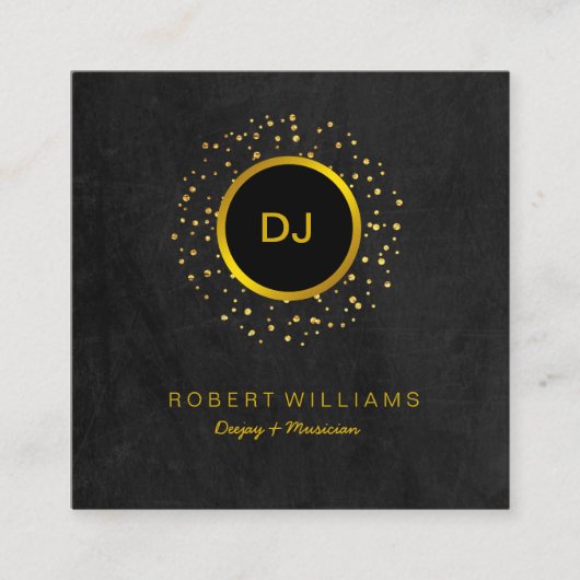 DJ Music Teacher Professional Musician Gold Black Vierkante Visitekaartje (Voorkant)