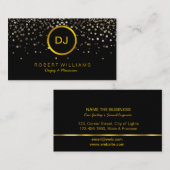 DJ Musician Professional Music Teacher Gold Black Visitekaartje (Voorkant / Achterkant)