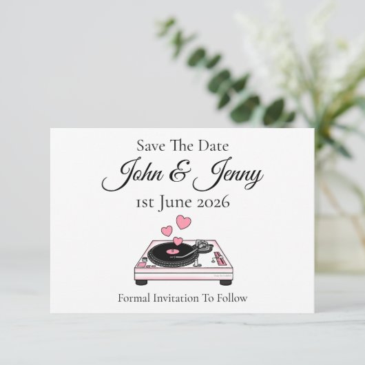 DJ Musician Wedding Save the Date (Staand voorkant)