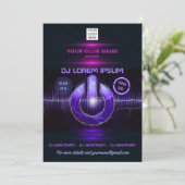 DJ-muziek en dansgig logo uitnodiging (Staand voorkant)