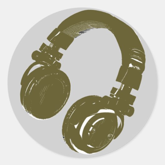 DJ muziek hoofdtelefoon Ronde Sticker (Voorkant)