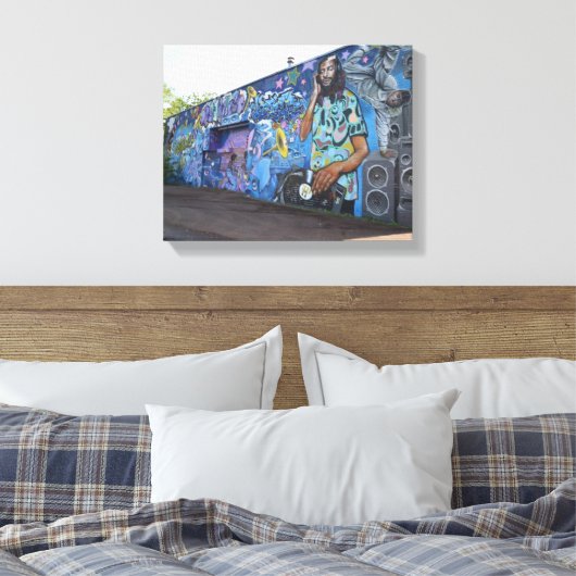 DJ muziek muur Graffiti Street art, urban real Canvas Afdruk (Insitu (Slaapkamer))